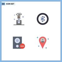 Mobile Interface Flat Icon Set of 4 Pictograms of aroma hardware bluetooth computers location Editable Vector Design Elements