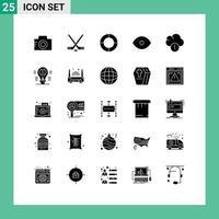 Universal Icon Symbols Group of 25 Modern Solid Glyphs of data alert chart vision face Editable Vector Design Elements