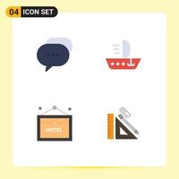 4 Universal Flat Icons Set for Web and Mobile Applications chat sign bubble skiff scale Editable Vector Design Elements