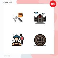 Set of 4 Modern UI Icons Symbols Signs for welding male factory building cake Editable Vector Design Elements