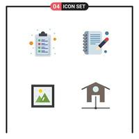 User Interface Pack of 4 Basic Flat Icons of check list picture book image smart house Editable Vector Design Elements