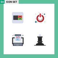 Group of 4 Modern Flat Icons Set for form development button power web Editable Vector Design Elements