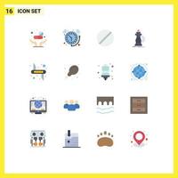 16 User Interface Flat Color Pack of modern Signs and Symbols of knight chess watch strategy research Editable Pack of Creative Vector Design Elements