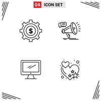 Universal Icon Symbols Group of 4 Modern Filledline Flat Colors of budget monitor marketing promo imac Editable Vector Design Elements