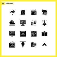 User Interface Pack of 16 Basic Solid Glyphs of goal keeper motorcycle audio helmet grown Editable Vector Design Elements