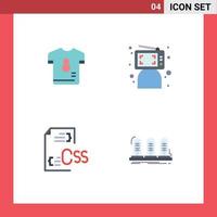 4 Thematic Vector Flat Icons and Editable Symbols of football person shirt click css Editable Vector Design Elements