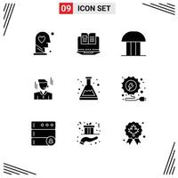 Pictogram Set of 9 Simple Solid Glyphs of man manager hardware businessman court of law Editable Vector Design Elements