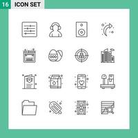 Mobile Interface Outline Set of 16 Pictograms of javascript design electronics refresh arrow Editable Vector Design Elements