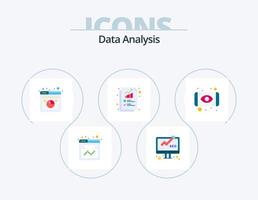 Data Analysis Flat Icon Pack 5 Icon Design. chart. digital. report. database. graph vector