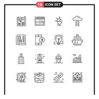 Outline Pack of 16 Universal Symbols of estate interface user user stair Editable Vector Design Elements