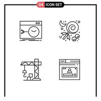 4 Universal Line Signs Symbols of admin architecture software celebration crane Editable Vector Design Elements