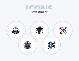 inversión línea lleno icono paquete 5 5 icono diseño. rico. oro. negocio. inversión. Finanzas vector