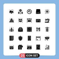 25 Universal Solid Glyphs Set for Web and Mobile Applications configuration gadget back drive connected Editable Vector Design Elements