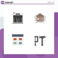 User Interface Pack of 4 Basic Flat Icons of business communication case house interface Editable Vector Design Elements