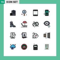 16 User Interface Flat Color Filled Line Pack of modern Signs and Symbols of boot mobile devices game app Editable Creative Vector Design Elements