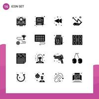 Group of 16 Solid Glyphs Signs and Symbols for path target left achievement money Editable Vector Design Elements