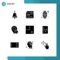 9 User Interface Solid Glyph Pack of modern Signs and Symbols of layout pin device marker location Editable Vector Design Elements