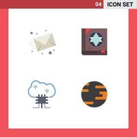 Set of 4 Vector Flat Icons on Grid for email cloud database web magic cloud server Editable Vector Design Elements