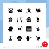 Universal Icon Symbols Group of 16 Modern Solid Glyphs of protection internet solution switch off Editable Vector Design Elements