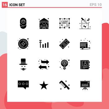 paquete de dieciséis moderno sólido glifos señales y símbolos para web impresión medios de comunicación tal como señal más duplicar nuevo bebida editable vector diseño elementos