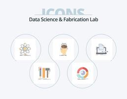 Data Science And Fabrication Lab Flat Icon Pack 5 Icon Design. head. data. diagram. science. information vector