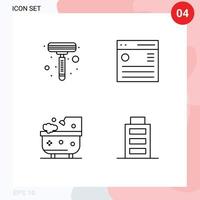 Universal Icon Symbols Group of 4 Modern Filledline Flat Colors of razor bathroom communication menu shower Editable Vector Design Elements