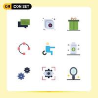 Set of 9 Modern UI Icons Symbols Signs for people disabled gift points open Editable Vector Design Elements