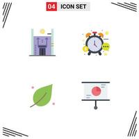 Universal Icon Symbols Group of 4 Modern Flat Icons of performance watch improvement money leaf Editable Vector Design Elements