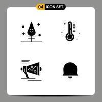 Mobile Interface Solid Glyph Set of Pictograms of feather loudspeaker hot rain announce Editable Vector Design Elements