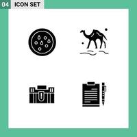 Universal Icon Symbols Group of 4 Modern Solid Glyphs of healthy business camel desert holding Editable Vector Design Elements