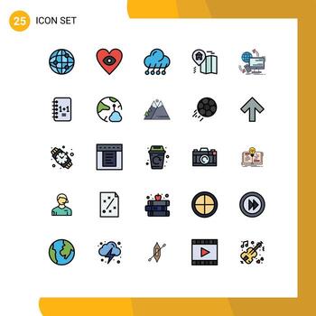 Modern Set of 25 Filled line Flat Colors and symbols such as remote control moon access location Editable Vector Design Elements