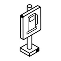 An editable isometric icon of petrol pump vector