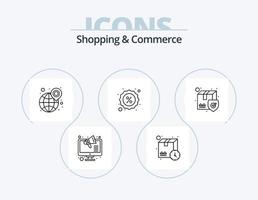 compras y comercio línea icono paquete 5 5 icono diseño. entrega. compras. código de barras. ecología. escáner vector