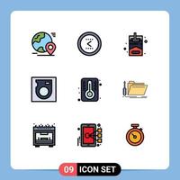 9 Creative Icons Modern Signs and Symbols of temperature hard left drive hobby Editable Vector Design Elements