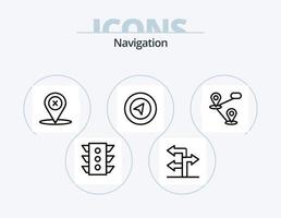 navegación línea icono paquete 5 5 icono diseño. móvil. tráfico. alfiler. señal. montaña vector