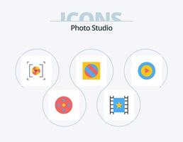 Photo Studio Flat Icon Pack 5 Icon Design. play. shadow. camera. photo. full shadow vector