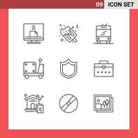 9 Creative Icons Modern Signs and Symbols of shield defense bus truck logistic Editable Vector Design Elements