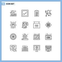 16 Thematic Vector Outlines and Editable Symbols of seo setting delivery find dollar Editable Vector Design Elements