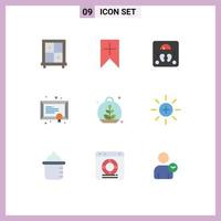 Universal Icon Symbols Group of 9 Modern Flat Colors of spring leaf sclaes growing school Editable Vector Design Elements