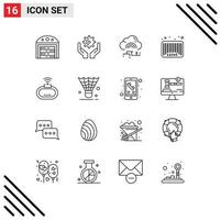 Stock Vector Icon Pack of 16 Line Signs and Symbols for device barcode cloud bar code sale Editable Vector Design Elements