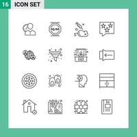 Pictogram Set of 16 Simple Outlines of bubble mouse stop work laboratory working Editable Vector Design Elements