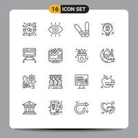 16 Thematic Vector Outlines and Editable Symbols of business data mechanic connection idea Editable Vector Design Elements