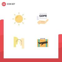 4 Flat Icon concept for Websites Mobile and Apps helios transfer gdpr brain baggage Editable Vector Design Elements