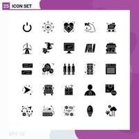 Set of 25 Modern UI Icons Symbols Signs for cart sewage heart radioactive pipe Editable Vector Design Elements