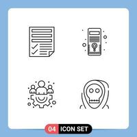 4 Universal Line Signs Symbols of data group paper hardware team Editable Vector Design Elements