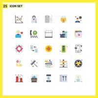 Flat Color Pack of 25 Universal Symbols of communication ask a doctor paper man reading Editable Vector Design Elements