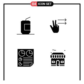 moderno conjunto de sólido glifos y símbolos tal como coca documento rápido comida gesto reporte editable vector diseño elementos