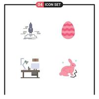 Set of 4 Modern UI Icons Symbols Signs for launch table shuttle easter lamp Editable Vector Design Elements