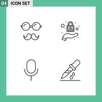 Stock Vector Icon Pack of 4 Line Signs and Symbols for avatar basic specs security droup Editable Vector Design Elements
