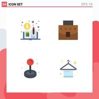 Mobile Interface Flat Icon Set of 4 Pictograms of currency game user office clothes Editable Vector Design Elements